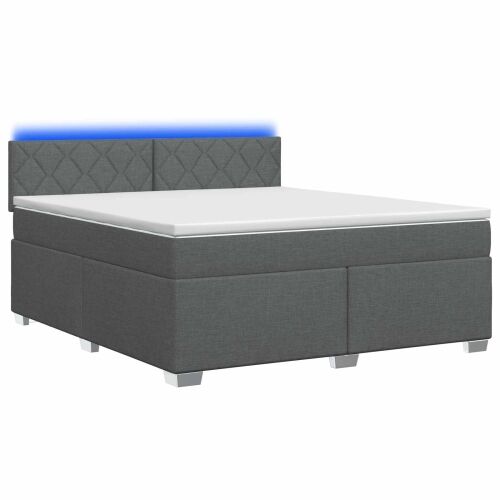 Krevet s box springom, madracem i LED-om Tamnosiva 160 x 200 cm - Tamnosiva 160 x 200 cm Dizajn s rombovima Cijena