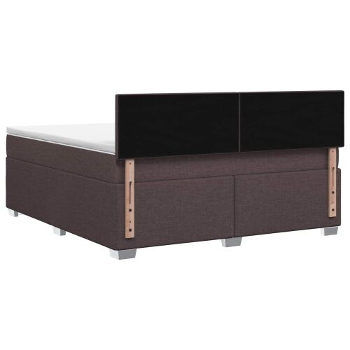 Krevet s box springom, madracem i LED-om Tamno smeđa Tkanina - Tamno smeđa 180 x 200 cm Prošiveno gumbima Cijena