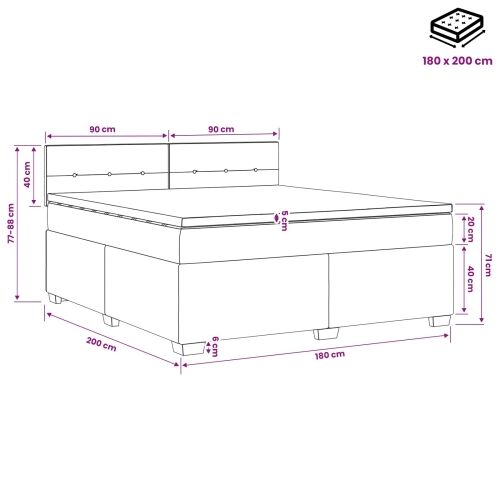 Krevet s box springom, madracem i LED-om Tamno smeđa Tkanina - Tamno smeđa 180 x 200 cm Prošiveno gumbima Cijena
