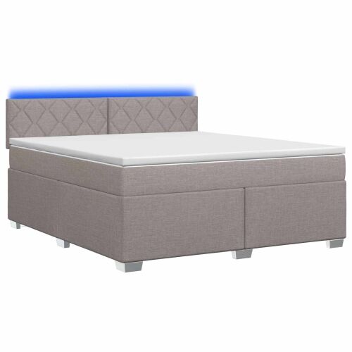 Krevet s box springom, madracem i LED-om Sivosmeđa 180 x 200 cm - Sivosmeđa 180 x 200 cm Dizajn s rombovima Cijena