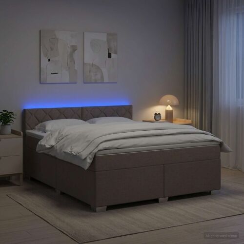 Krevet s box springom, madracem i LED-om Sivosmeđa 180 x 200 cm - Sivosmeđa 180 x 200 cm Dizajn s rombovima Cijena