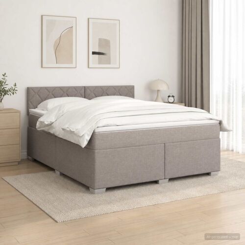 Krevet s box springom, madracem i LED-om Sivosmeđa 180 x 200 cm - Sivosmeđa 180 x 200 cm Dizajn s rombovima Cijena