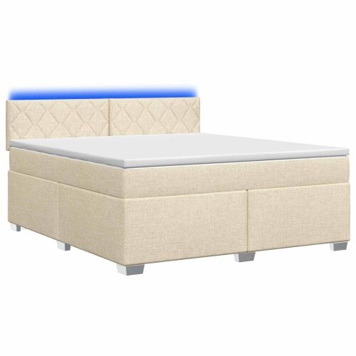 Krevet s box springom, madracem i LED-om Krem 180 x 200 cm - Krem 180 x 200 cm Dizajn s rombovima Cijena