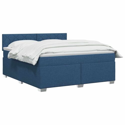 Krevet s box springom, madracem i LED-om Plava 180 x 200 cm - Plava 180 x 200 cm Dizajn s rombovima Cijena