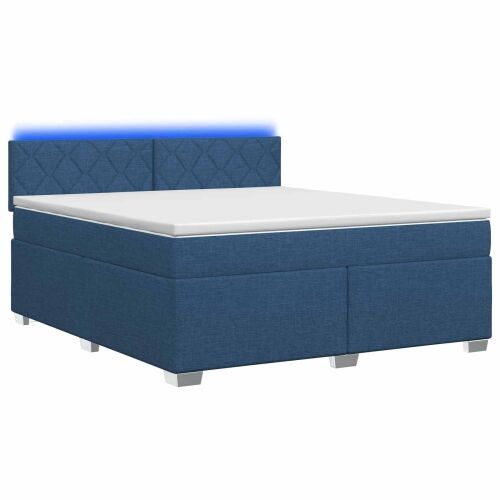 Krevet s box springom, madracem i LED-om Plava 180 x 200 cm - Plava 180 x 200 cm Dizajn s rombovima Cijena