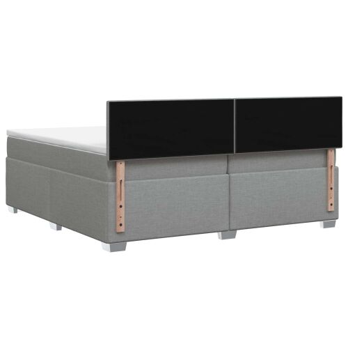 Krevet s box springom, madracem i LED-om Svjetlosiva Tkanina - Svjetlosiva 200 x 200 cm Prošiveno gumbima Cijena