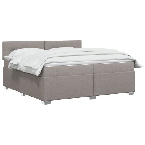 Krevet s box springom, madracem i LED-om Sivosmeđa 200 x 200 cm - Sivosmeđa 200 x 200 cm Prošiveno gumbima Cijena