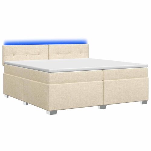 Krevet s box springom, madracem i LED-om Krem 200 x 200 cm - Krem 200 x 200 cm Prošiveno gumbima Cijena