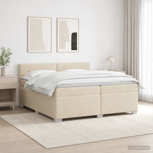 Krevet s box springom, madracem i LED-om Krem 200 x 200 cm - Krem 200 x 200 cm Prošiveno gumbima Cijena
