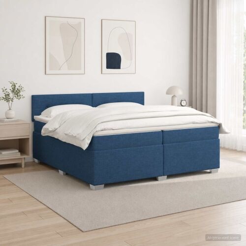 Krevet s box springom, madracem i LED-om Plava 200 x 200 cm - Plava 200 x 200 cm Prošiveno gumbima Cijena