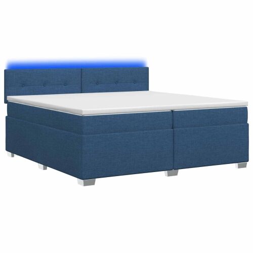 Krevet s box springom, madracem i LED-om Plava 200 x 200 cm - Plava 200 x 200 cm Prošiveno gumbima Cijena