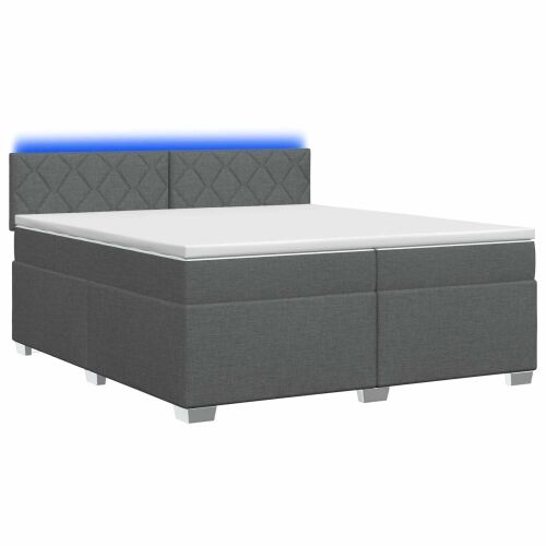 Krevet s box springom, madracem i LED-om Tamnosiva 200 x 200 cm - Tamnosiva 200 x 200 cm Dizajn s rombovima Cijena