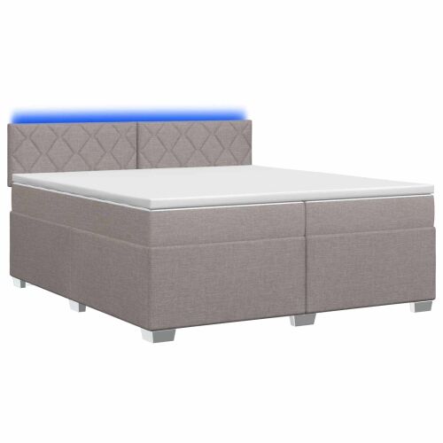 Krevet s box springom, madracem i LED-om Sivosmeđa 200 x 200 cm - Sivosmeđa 200 x 200 cm Dizajn s rombovima Cijena