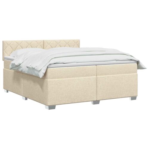 Krevet s box springom, madracem i LED-om Krem 200 x 200 cm - Krem 200 x 200 cm Dizajn s rombovima Cijena