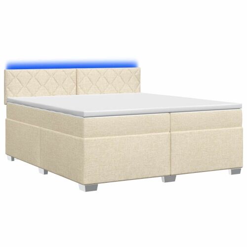 Krevet s box springom, madracem i LED-om Krem 200 x 200 cm - Krem 200 x 200 cm Dizajn s rombovima Cijena