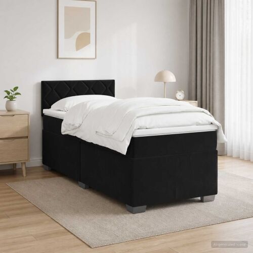 Krevet s box springom, madracem i LED-om Crna 80 x 200 cm - Crna 80 x 200 cm Dizajn s rombovima Cijena