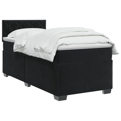 Krevet s box springom, madracem i LED-om Crna 80 x 200 cm - Crna 80 x 200 cm Dizajn s rombovima Cijena
