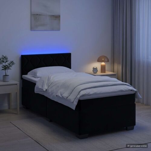 Krevet s box springom, madracem i LED-om Crna 80 x 200 cm - Crna 80 x 200 cm Dizajn s rombovima Cijena