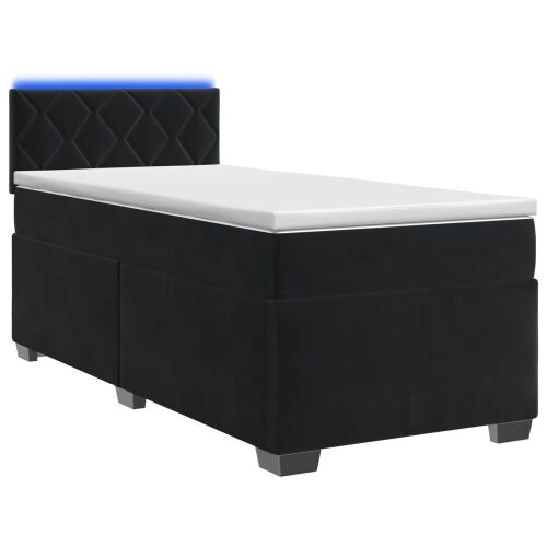 Krevet s box springom, madracem i LED-om Crna 80 x 200 cm - Crna 80 x 200 cm Dizajn s rombovima Cijena
