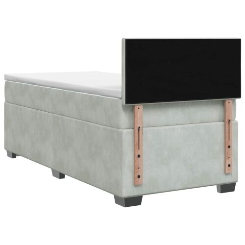 Krevet s box springom, madracem i LED-om Svjetlosiva Baršun - Svjetlosiva 100 x 200 cm Dizajn s rombovima Cijena
