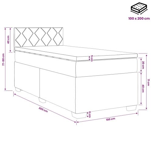 Krevet s box springom, madracem i LED-om Ružičasta 100 x 200 cm - Ružičasta 100 x 200 cm Dizajn s rombovima Cijena