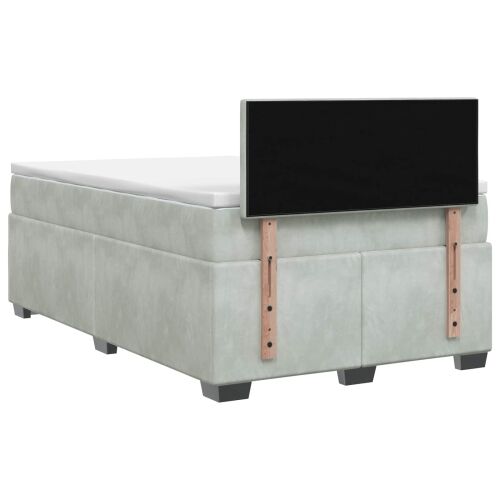Krevet s box springom, madracem i LED-om Svjetlosiva Baršun - Svjetlosiva 120 x 190 cm Dizajn s rombovima Cijena