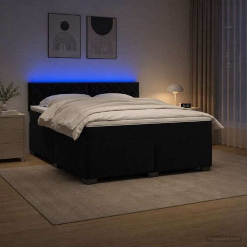 Krevet s box springom, madracem i LED-om Crna 140 x 190 cm - Crna 140 x 190 cm Dizajn s rombovima Cijena