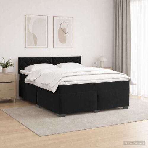 Krevet s box springom, madracem i LED-om Crna 140 x 190 cm - Crna 140 x 190 cm Dizajn s rombovima Cijena
