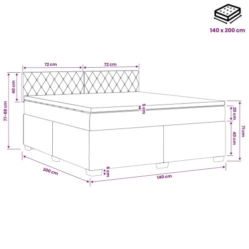 Krevet s box springom, madracem i LED-om Tamnosiva 140 x 200 cm - Tamnosiva 140 x 200 cm Kristal s dugmadima Cijena