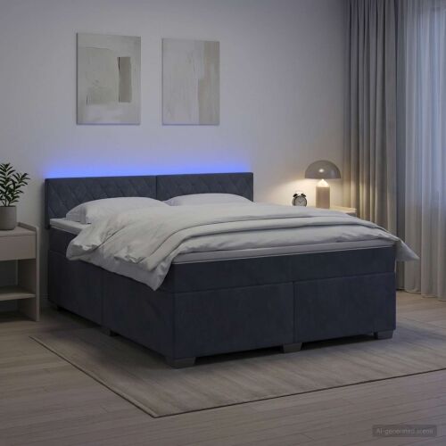 Krevet s box springom, madracem i LED-om Tamnosiva 160 x 200 cm - Tamnosiva 160 x 200 cm Kristal s dugmadima Cijena