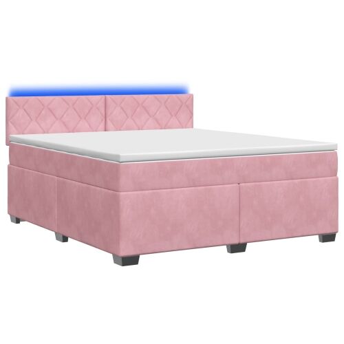Krevet s box springom, madracem i LED-om Ružičasta 160 x 200 cm - Ružičasta 160 x 200 cm Dizajn s rombovima Cijena