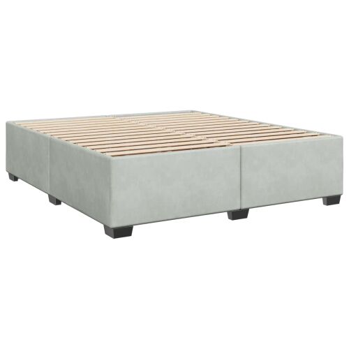 Krevet s box springom, madracem i LED-om Svjetlosiva Baršun - Svjetlosiva 180 x 200 cm Kristal s dugmadima Cijena