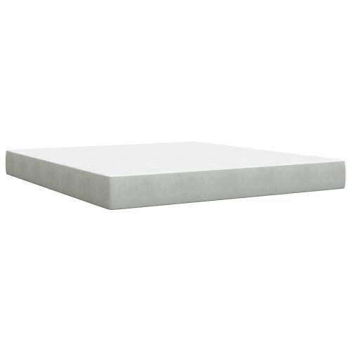 Krevet s box springom, madracem i LED-om Svjetlosiva Baršun - Svjetlosiva 180 x 200 cm Kristal s dugmadima Cijena
