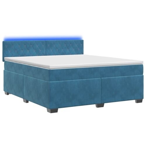 Krevet s box springom, madracem i LED-om Plava 180 x 200 cm - Plava 180 x 200 cm Kristal s dugmadima Cijena