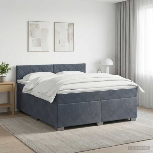 Krevet s box springom, madracem i LED-om Tamnosiva 180 x 200 cm - Tamnosiva 180 x 200 cm Dizajn s rombovima Cijena