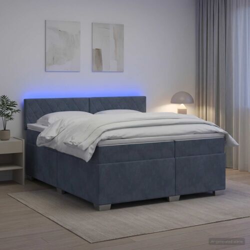 Krevet s box springom, madracem i LED-om Tamnosiva 200 x 200 cm - Tamnosiva 200 x 200 cm Kristal s dugmadima Cijena
