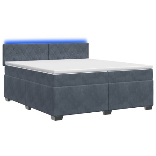 Krevet s box springom, madracem i LED-om Tamnosiva 200 x 200 cm - Tamnosiva 200 x 200 cm Kristal s dugmadima Cijena
