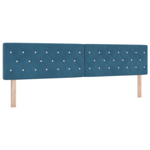 Krevet s box springom, madracem i LED-om Plava 200 x 200 cm - Plava 200 x 200 cm Kristal s dugmadima Cijena