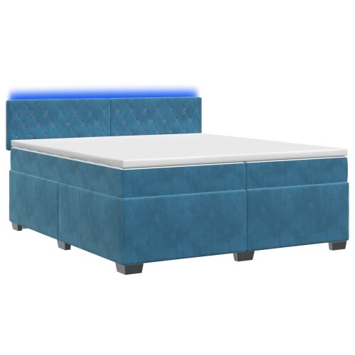 Krevet s box springom, madracem i LED-om Plava 200 x 200 cm - Plava 200 x 200 cm Kristal s dugmadima Cijena