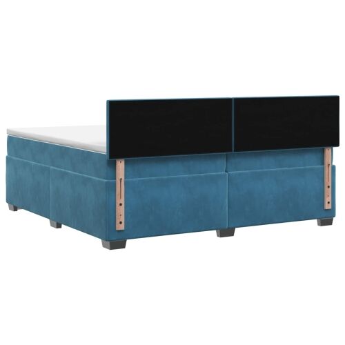Krevet s box springom, madracem i LED-om Plava 200 x 200 cm - Plava 200 x 200 cm Kristal s dugmadima Cijena