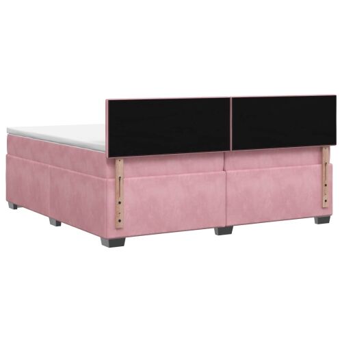Krevet s box springom, madracem i LED-om Ružičasta 200 x 200 cm - Ružičasta 200 x 200 cm Kristal s dugmadima Cijena