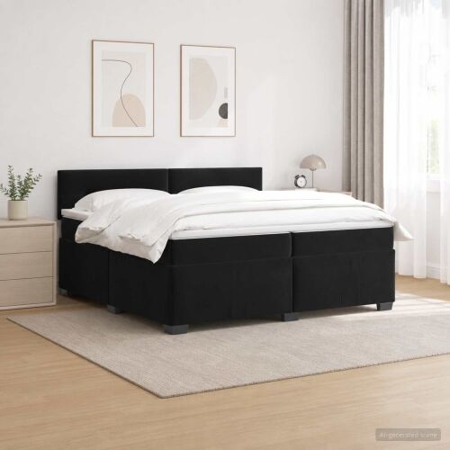 Krevet s box springom, madracem i LED-om Crna 200 x 200 cm - Crna 200 x 200 cm Prošiveno gumbima Cijena