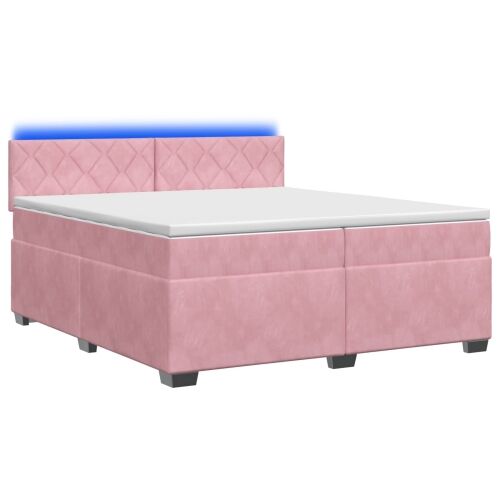 Krevet s box springom, madracem i LED-om Ružičasta 200 x 200 cm - Ružičasta 200 x 200 cm Dizajn s rombovima Cijena