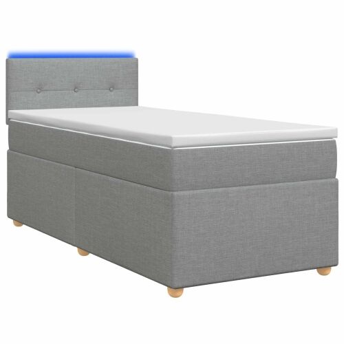 Boxspring krevet s madracem Svjetlosiva 80 x 200 cm Tkanina - Svjetlosiva 80 x 200 cm Prošiveno gumbima Cijena