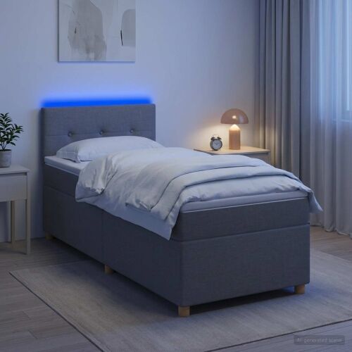 Boxspring krevet s madracem Svjetlosiva 80 x 200 cm Tkanina - Svjetlosiva 80 x 200 cm Prošiveno gumbima Cijena
