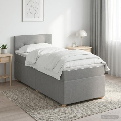 Boxspring krevet s madracem Svjetlosiva 80 x 200 cm Tkanina - Svjetlosiva 80 x 200 cm Prošiveno gumbima Cijena