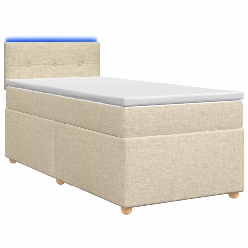 Boxspring krevet s madracem Krem 80 x 200 cm Tkanina - Krem 80 x 200 cm Prošiveno gumbima Cijena