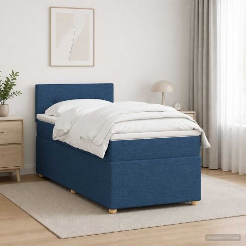 Boxspring krevet s madracem Plava 80 x 200 cm Tkanina - Plava 80 x 200 cm Prošiveno gumbima Cijena