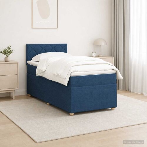 Boxspring krevet s madracem Plava 80 x 200 cm Tkanina - Plava 80 x 200 cm Dizajn s rombovima Cijena