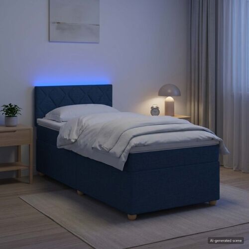 Boxspring krevet s madracem Plava 80 x 200 cm Tkanina - Plava 80 x 200 cm Dizajn s rombovima Cijena